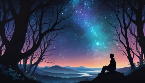 starry sky,the night sky,falling stars,the universe,night stars,astral traveler,the stars,fantasy picture,stargazing,fairy galaxy,starlight,night sky,universe,nightsky,moon and star background,star sky,forest of dreams,falling star,silhouette art,world digital painting,Conceptual Art,Daily,Daily 24