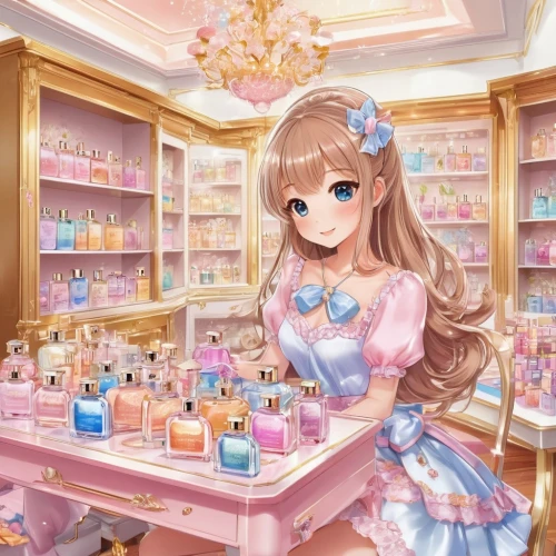 soap shop,cosmetics counter,beauty room,cosmetics,watercolor tea shop,perfumes,doll kitchen,oil cosmetic,apothecary,cupcake background,parfum,cosmetic products,kitchen shop,women's cosmetics,watercolor shops,watercolor cafe,candy bar,pastry shop,creating perfume,hydrangea background,Illustration,Japanese style,Japanese Style 01