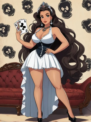 poker primrose,rockabella,catrina,gardenia,game illustration,la catrina,catrina calavera,retro pin up girl,la calavera catrina,pin-up girl,playing card,pinup girl,vanessa (butterfly),pin up girl,jasmine,cruella,playing cards,retro pin up girls,steam icon,queen of hearts,Illustration,Children,Children 03