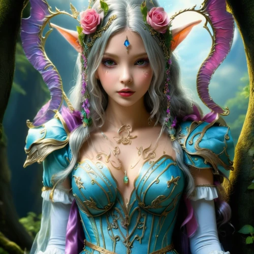 faerie,faery,fairy queen,fairy tale character,fantasy portrait,the enchantress,elven flower,rosa 'the fairy,violet head elf,3d fantasy,fantasy art,fairy,elven,fantasy woman,fantasy picture,blue enchantress,fantasy girl,dryad,rapunzel,female doll,Illustration,Realistic Fantasy,Realistic Fantasy 02