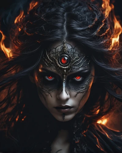 warrior woman,fire eyes,fire red eyes,female warrior,dark elf,evil woman,the enchantress,fire siren,medusa,fantasy woman,wonderwoman,darth talon,fantasy portrait,fire angel,sorceress,fiery,red eyes,fantasy art,dark art,wonder woman,Conceptual Art,Fantasy,Fantasy 34