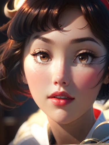 geisha,transistor,geisha girl,fantasy portrait,cosmetic brush,mulan,lychee,hanbok,cosmetic,closeup,pupils,peony,snow white,painter doll,doll's facial features,digital painting,sculpt,candela,portrait background,queen of hearts