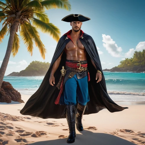 panamanian balboa,pirate,matador,conquistador,pirate flag,pirates,pirate treasure,male character,celebration cape,digital compositing,rum,manly,aladin,cosplay image,napoleon bonaparte,king coconut,sea man,captain american,sultan,captain,Photography,General,Sci-Fi