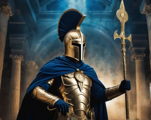 paladin,imperator,emperor,scepter,swiss guard,heroic fantasy,knight armor,crusader,golden candlestick,cleanup,king caudata,horus,gold wall,justitia,dark blue and gold,golden mask,king sword,knight,the ruler,excalibur,Conceptual Art,Fantasy,Fantasy 23