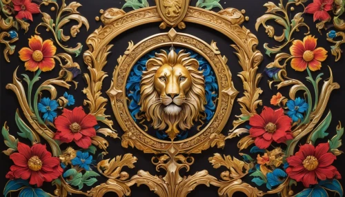 lion capital,art nouveau design,forest king lion,art nouveau frame,lion,art nouveau,floral ornament,wood carving,masai lion,carved wood,ornate,panel,lion fountain,golden wreath,art nouveau frames,decorative frame,lion head,two lion,fire screen,baroque,Conceptual Art,Graffiti Art,Graffiti Art 01