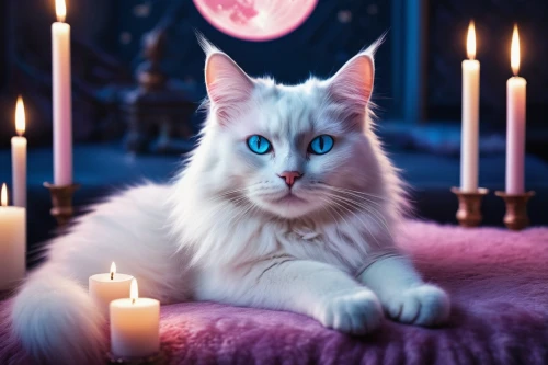 candlelight,cat with blue eyes,blue eyes cat,candlelights,candle light,turkish angora,cat on a blue background,romantic portrait,valentine candle,lighted candle,candle wick,cute cat,birman,candle,turkish van,a candle,burning candle,domestic long-haired cat,romantic night,light a candle,Photography,Fashion Photography,Fashion Photography 17