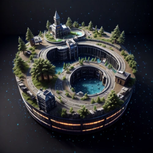 artificial island,artificial islands,floating islands,mining facility,peter-pavel's fortress,development concept,swim ring,atlantis,diamond lagoon,apiarium,terraforming,floating island,solar cell base,shield volcano,moon base alpha-1,crown render,ancient city,hub,aquaculture,stargate