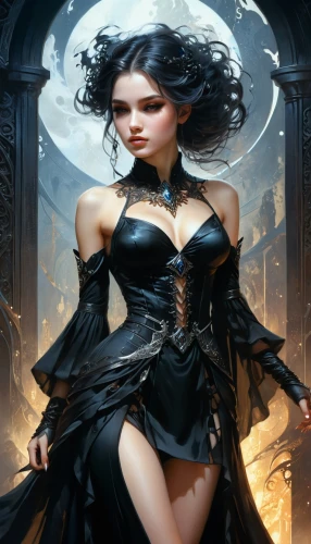 gothic woman,fantasy portrait,dark angel,sorceress,gothic portrait,gothic fashion,fantasy art,vampire woman,vampire lady,goth woman,fantasy picture,fantasy woman,gothic dress,gothic style,queen of the night,the enchantress,gothic,dark elf,lady of the night,black angel,Conceptual Art,Fantasy,Fantasy 11