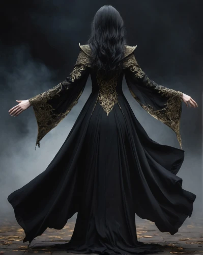 dance of death,gothic fashion,gothic woman,sorceress,gothic dress,cloak,abaya,danse macabre,the enchantress,dark gothic mood,priestess,queen of the night,angel of death,imperial coat,gothic style,the witch,gothic,goth woman,gothic portrait,archimandrite,Illustration,Abstract Fantasy,Abstract Fantasy 14