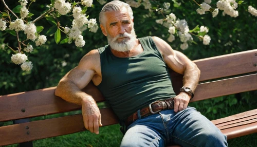 man on a bench,white beard,silver fox,merle black,park bench,elderly man,farmer in the woods,merle,chair in field,white hairy,gardener,male model,nature and man,male person,older person,grandpa,garden bench,in the park,cherokee rose,pensioner,Photography,Documentary Photography,Documentary Photography 27