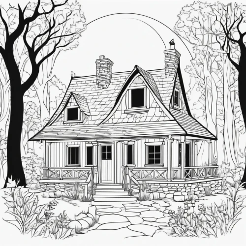 houses clipart,coloring pages,coloring page,witch house,witch's house,house drawing,halloween line art,house silhouette,the haunted house,cottage,haunted house,house in the forest,coloring pages kids,country cottage,creepy house,little house,coloring for adults,house shape,lonely house,lincoln's cottage,Illustration,Black and White,Black and White 04