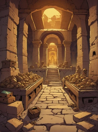 mausoleum ruins,ancient city,tombs,hall of the fallen,catacombs,ancient,ancient buildings,ruins,excavation,the ancient world,burial chamber,crypt,egyptian temple,necropolis,archaeology,ancient house,sepulchre,empty tomb,ancient egypt,backgrounds,Illustration,Children,Children 04