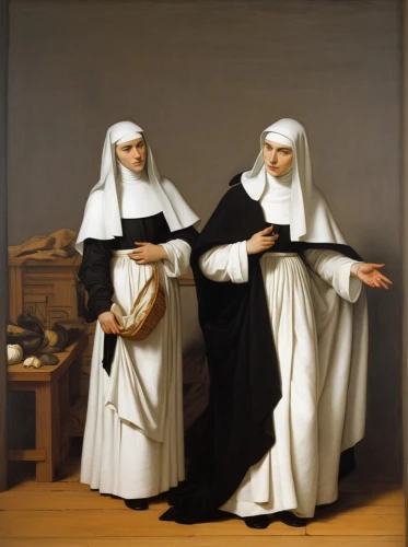 nuns,carmelite order,carthusian,benedictine,monks,pilgrims,candlemas,clergy,bougereau,flemish,two girls,santons,young couple,contemporary witnesses,gothic portrait,convent,bouguereau,the annunciation,holbein,nun,Art,Classical Oil Painting,Classical Oil Painting 05