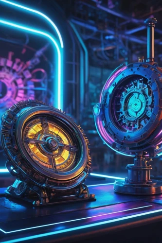 cinema 4d,cyclocomputer,gyroscope,3d render,turbographx,cog,retro diner,propulsion,mechanical,ship's wheel,generators,electric generator,electric arc,electron,hub,steampunk gears,neon coffee,clockmaker,formula lab,time machine,Conceptual Art,Fantasy,Fantasy 25