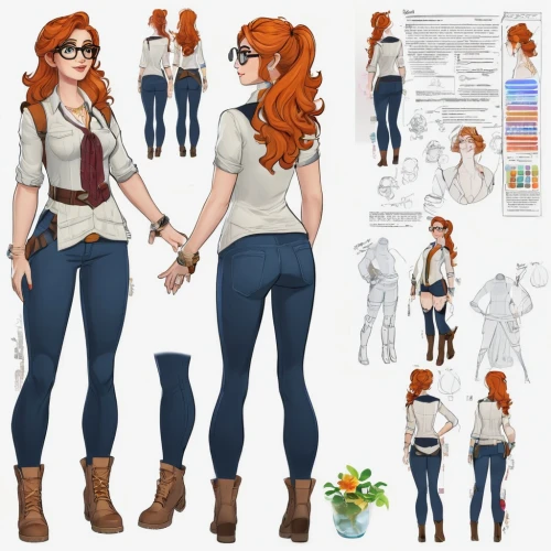 clary,bunches of rowan,sewing pattern girls,jeans pattern,vanessa (butterfly),high waist jeans,merida,costume design,main character,fire poker flower,clementine,girl pony,asuka langley soryu,concept art,equestrian,red-haired,nora,cinnamon girl,ariel,redheads,Unique,Design,Character Design