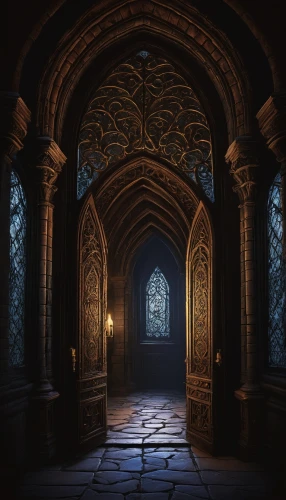 hall of the fallen,the threshold of the house,doorway,ornate room,hallway,threshold,the door,crypt,open door,haunted cathedral,gothic architecture,portal,creepy doorway,front door,sanctuary,chamber,archway,games of light,hallway space,doors,Illustration,Vector,Vector 14