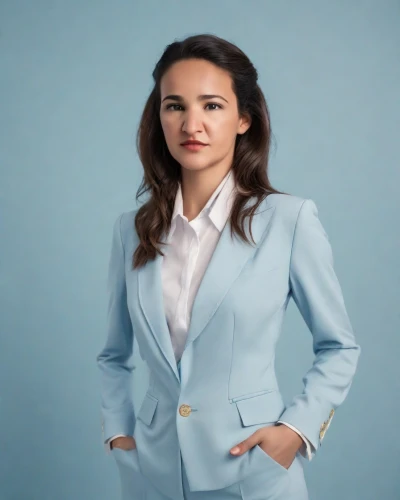 navy suit,business woman,official portrait,pantsuit,portrait background,real estate agent,businesswoman,kazakhstan,business girl,woman in menswear,bussiness woman,uzbekistan,business angel,ceo,blue background,social,politician,suit,menswear for women,secretary,Photography,Natural