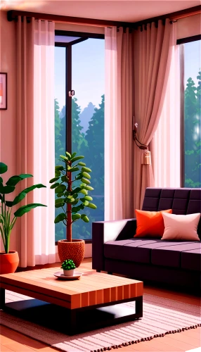 japanese-style room,modern room,livingroom,living room,apartment lounge,modern decor,apartment,modern living room,window covering,sky apartment,window treatment,window blinds,an apartment,home interior,sitting room,contemporary decor,3d rendering,home landscape,green living,wooden windows,Unique,Pixel,Pixel 01