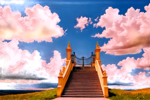 stairway to heaven,heavenly ladder,heaven gate,angel of the north,stairway,ascending,jacob's ladder,the mystical path,winding steps,angel bridge,cloudscape,steps,virtual landscape,cloud image,skyscape,heaven and hell,sky,landscape background,icon steps,cloud mountain,Art,Classical Oil Painting,Classical Oil Painting 39