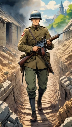 second world war,first world war,warsaw uprising,verdun,world war 1,stalingrad,world war,red army rifleman,ww2,ww1,world war ii,war correspondent,soldier,game illustration,grenadier,wwii,unknown soldier,war veteran,tervuren,lost in war,Illustration,Japanese style,Japanese Style 03