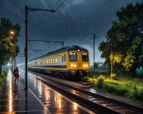 heavy rain,rainy season,electric train,monsoon,early train,rainstorm,last train,rainy,man with umbrella,long-distance train,golden rain,oebb,rainy weather,rains,eurobahn,deutsche bahn,light trail,thunderstorm,light rain,in the rain,Photography,General,Natural