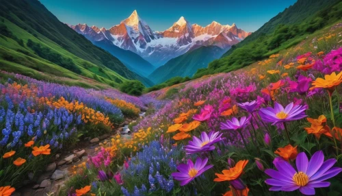 the valley of flowers,alpine flowers,splendor of flowers,lupines,flower painting,flower background,alpine meadow,flowers png,flower field,wildflowers,field of flowers,mountain meadow,alpine flower,colorful flowers,mountain landscape,mountainous landscape,blanket of flowers,flower meadow,japanese alps,mountain scene,Conceptual Art,Daily,Daily 24