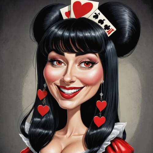 queen of hearts,valentine pin up,valentine day's pin up,rockabella,minnie mouse,caricaturist,retro pin up girl,pin up girl,pin-up girl,minnie,cruella,pin ups,retro pin up girls,pin up,geisha girl,cruella de ville,geisha,blackjack,poker primrose,pin up girls,Illustration,Abstract Fantasy,Abstract Fantasy 23