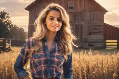 farm girl,countrygirl,farm background,heidi country,country style,woman of straw,country dress,country,hay farm,farm set,cowboy plaid,farmer,farm animal,barns,country song,country-side,southern belle,oklahoma,country potatoes,farms,Photography,Realistic