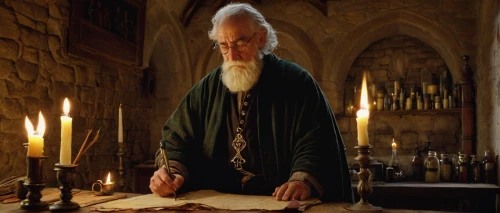 the abbot of olib,gandalf,lord who rings,jrr tolkien,archimandrite,wizard,divination,the wizard,candlemaker,rabbi,magus,benediction of god the father,saint mark,saint patrick,benedictine,candlemas,man praying,albus,apothecary,magistrate,Art,Classical Oil Painting,Classical Oil Painting 42