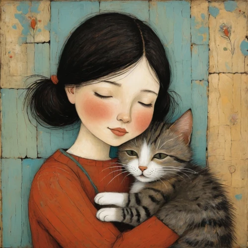 tenderness,carol colman,cat lovers,han thom,carol m highsmith,cat love,cloves schwindl inge,mari makinami,janome chow,affection,little boy and girl,vintage boy and girl,kitten,sweetness,lan thom,boy and girl,girl with dog,two cats,romantic portrait,tender