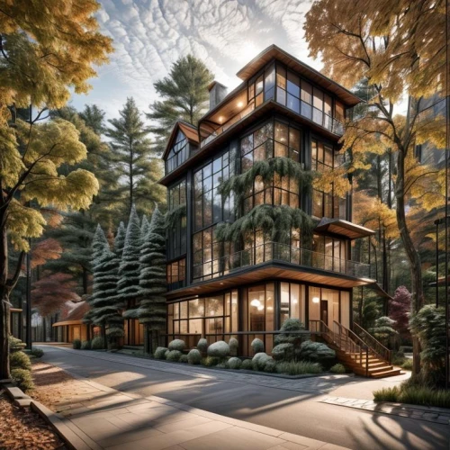 house in the forest,timber house,cubic house,eco-construction,modern house,frame house,tree house,residential tower,modern architecture,mid century house,smart house,3d rendering,tree house hotel,wooden house,inverted cottage,dunes house,contemporary,house purchase,the cabin in the mountains,house in the mountains