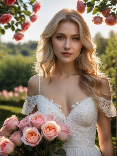 bridal clothing,wedding dresses,romantic look,beautiful girl with flowers,romantic rose,bridal jewelry,romantic portrait,blonde in wedding dress,celtic woman,bridal,with roses,bridal dress,peach rose,wild roses,scent of roses,wedding dress,old country roses,girl in flowers,blooming roses,wild rose,Photography,General,Natural