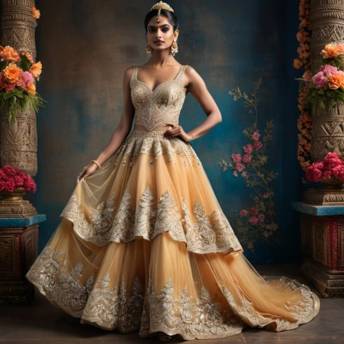 quinceanera dresses,ball gown,hoopskirt,bridal clothing,evening dress,golden weddings,gold filigree,bridal party dress,wedding gown,wedding dresses,quinceañera,overskirt,bridal dress,gold yellow rose,gold-pink earthy colors,indian bride,blossom gold foil,dress form,wedding dress,raw silk,Photography,General,Fantasy