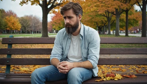 man on a bench,thinking man,autumn background,pensive,man thinking,lonliness,male person,depressed woman,man praying,contemplation,contemplative,contemplate,to be alone,alone,thinking,the thinker,thinker,ruminating,portrait background,lonely child,Illustration,American Style,American Style 15
