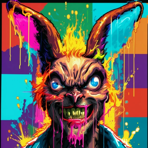 color rat,jackal,jack rabbit,krampus,jackrabbit,splinter,easter theme,easter background,werewolf,wolfman,easter bunny,pyro,holi,digital artwork,digital illustration,electro,digital art,thumper,cat vector,lynx,Illustration,Vector,Vector 19