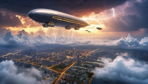 airships,airship,air ship,hot-air-balloon-valley-sky,zeppelin,zeppelins,photo manipulation,blimp,ufo intercept,sci fiction illustration,sky space concept,unidentified flying object,fantasy picture,aerostat,futuristic landscape,skycraper,photomanipulation,flying seeds,parachuting,flying saucer,Photography,General,Realistic