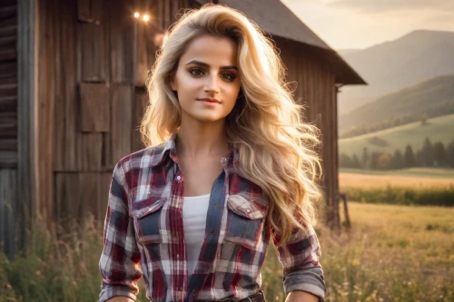 farm girl,countrygirl,cowboy plaid,heidi country,country style,country dress,country song,country,light plaid,cowgirls,country-western dance,blonde woman,farm background,lumberjack,plaid,cowgirl,long blonde hair,country-side,montana,blonde girl,Photography,Natural