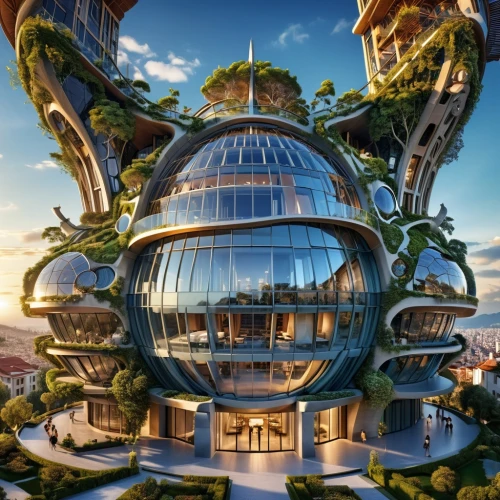 futuristic architecture,utopian,roof domes,eco-construction,sky space concept,bee-dome,futuristic art museum,musical dome,eco hotel,greenhouse effect,futuristic landscape,solar cell base,valerian,greenhouse cover,sky apartment,futuristic,greenhouse,oculus,metropolis,fantasy city,Photography,General,Realistic