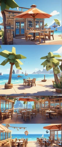 beach restaurant,beach bar,backgrounds,beach chairs,beach furniture,the hotel beach,summer beach umbrellas,umbrella beach,beach resort,beach background,backgrounds texture,beach scenery,seaside resort,summer background,background vector,coffee bay,raised beach,concept art,honolulu,pool bar,Unique,3D,Low Poly