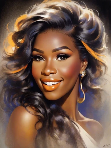 brandy,african american woman,oil painting on canvas,sarah vaughan,romantic portrait,black woman,airbrushed,portrait background,ester williams-hollywood,jheri curl,oil painting,art painting,lira,bouffant,nigeria woman,caricature,colour pencils,custom portrait,african woman,afro american