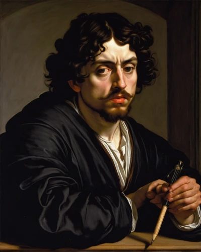 leonardo devinci,self-portrait,a carpenter,artist portrait,bernini,italian painter,meticulous painting,tobacco pipe,painting technique,pipe smoking,self portrait,persian poet,smoking pipe,winemaker,dornodo,andrea del verrocchio,romantic portrait,art bard,painting,the flute,Art,Classical Oil Painting,Classical Oil Painting 05