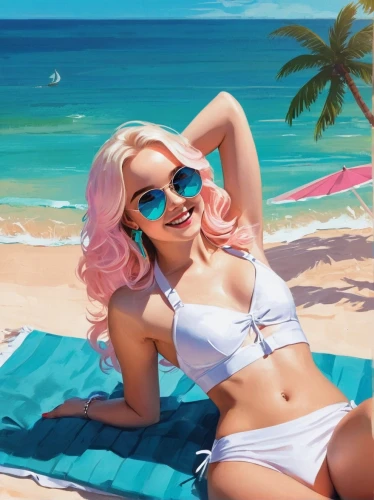beach background,summer background,vector illustration,digital painting,vector art,the beach pearl,barbie,world digital painting,fashion vector,pink vector,piña colada,pink glasses,cg artwork,colored pencil background,pink beach,sexy woman,sunglasses,portrait background,summer icons,dream beach,Illustration,Japanese style,Japanese Style 06