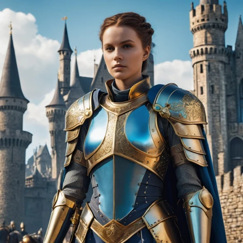 joan of arc,paladin,knight armor,female warrior,massively multiplayer online role-playing game,sterntaler,castleguard,valerian,heroic fantasy,gold castle,excalibur,fantasy woman,mary-gold,knight,swordswoman,heavy armour,armour,knight tent,armor,blue enchantress,Photography,General,Realistic