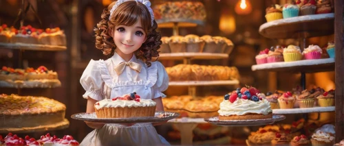 confectioner,pastry shop,cake shop,doll kitchen,chocolatier,pastry chef,confection,bakery,pâtisserie,cake decorating supply,cake buffet,confectionery,sweet pastries,alice in wonderland,alice,buttercream,marzipan figures,black forest cake,small cakes,little cake,Photography,General,Fantasy