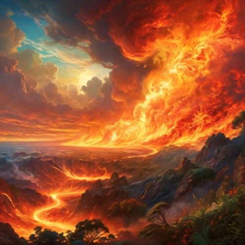 fire mountain,fire background,lake of fire,volcanic landscape,fire in the mountains,fire planet,fantasy landscape,fire on sky,dragon fire,burning earth,the conflagration,volcanic,volcanic field,lava,forest fire,pillar of fire,fire land,wildfire,volcanos,volcanic eruption