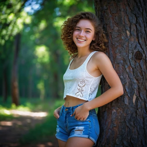 girl with tree,beautiful young woman,forest background,social,portrait photography,girl in t-shirt,girl in overalls,green background,portrait photographers,a girl's smile,wood background,portrait background,countrygirl,in the forest,senior photos,female model,teen,wooden background,young woman,the girl next to the tree,Art,Classical Oil Painting,Classical Oil Painting 27