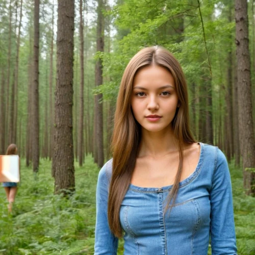 in the forest,girl with tree,girl in t-shirt,forest walk,forest background,the girl next to the tree,girl walking away,in wood,the girl's face,in green,holy forest,temperate coniferous forest,forest workers,people in nature,the forests,green forest,girl and boy outdoor,farmer in the woods,the forest,the woods,Female,Eastern Europeans,Straight hair,Youth adult,M,Confidence,Denim,Outdoor,Forest