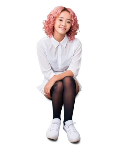 girl on a white background,pink background,pink hair,portrait background,pixie-bob,white background,artificial hair integrations,girl with cereal bowl,on a white background,white-pink,pink shoes,a girl's smile,teen,color pink white,transparent background,cute,natural pink,tori,girl sitting,pink-white,Photography,Fashion Photography,Fashion Photography 06