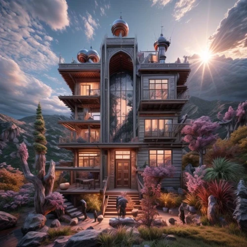 sky apartment,tree house hotel,dunes house,beautiful home,tree house,house of the sea,cubic house,house in the forest,an apartment,3d fantasy,stilt house,fairy tale castle,tropical house,wooden house,treehouse,house in the mountains,house in mountains,luxury real estate,floating island,doll house