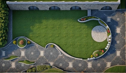 mini golf course,paved square,golf lawn,urban park,playground slide,mini-golf,palace garden,roundabout,military fort,tuileries garden,golf hole,landscape plan,feng shui golf course,bird's-eye view,city moat,helipad,golf resort,parking place,feng-shui-golf,amphitheatre,Photography,General,Realistic